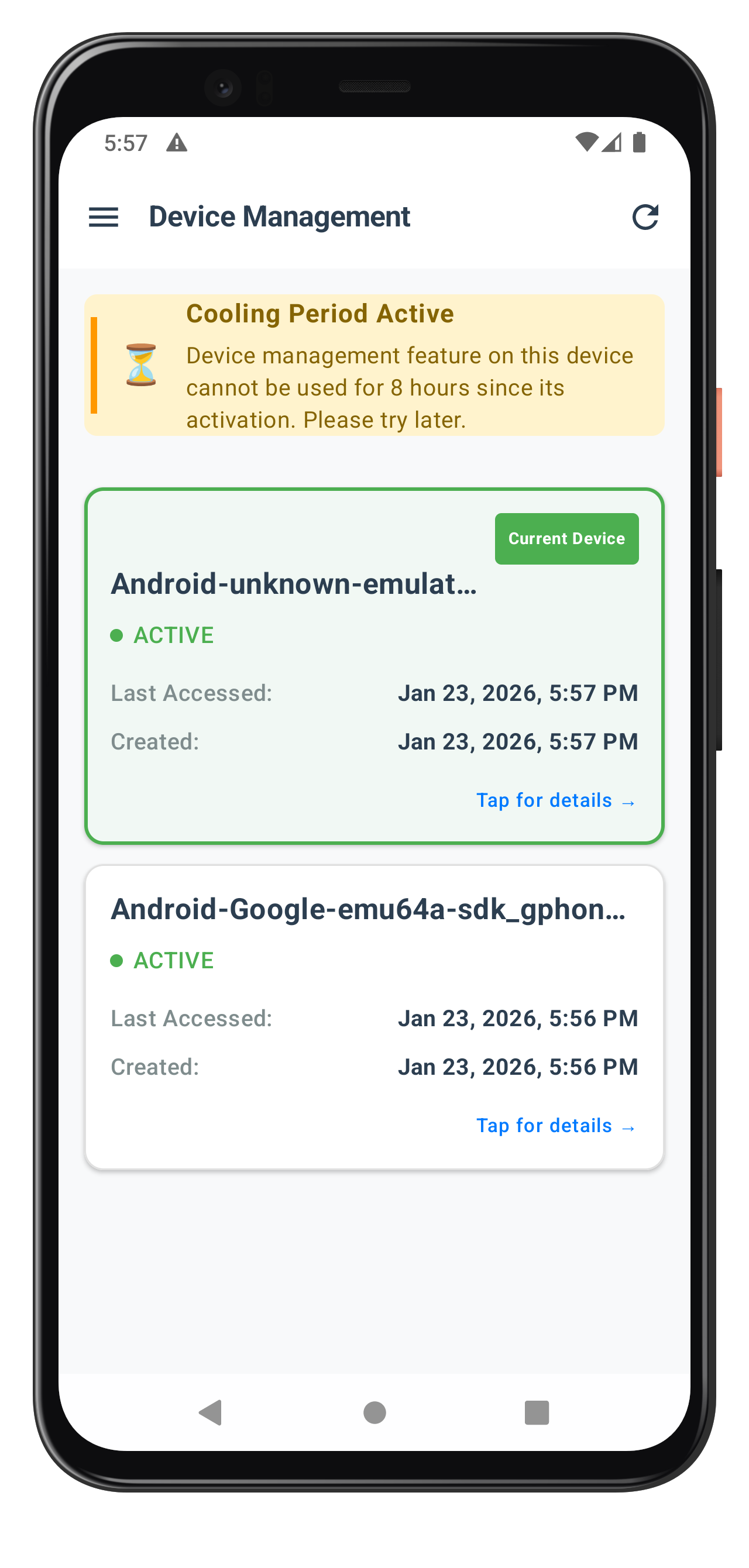 Device Management Screen