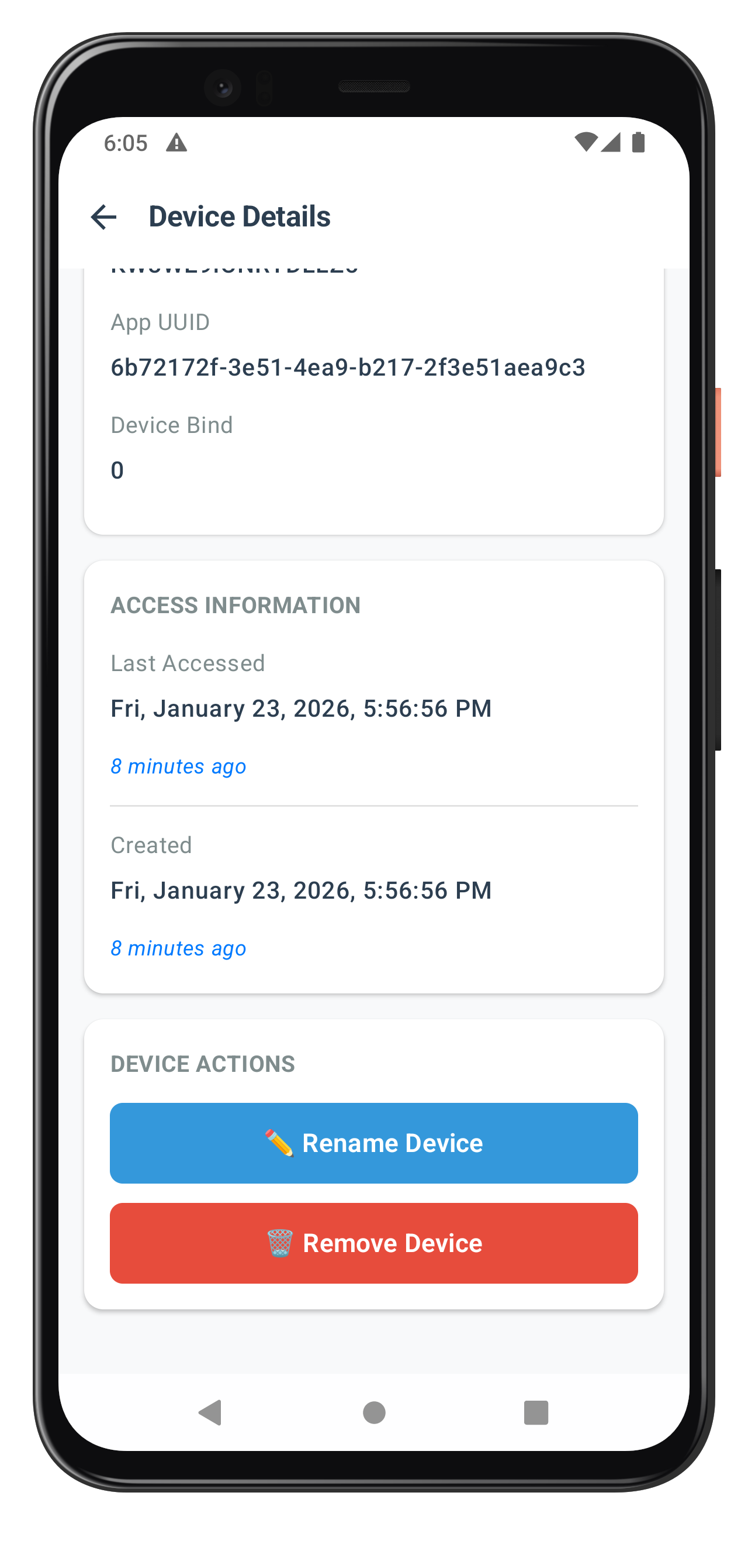 Device Detail Screen