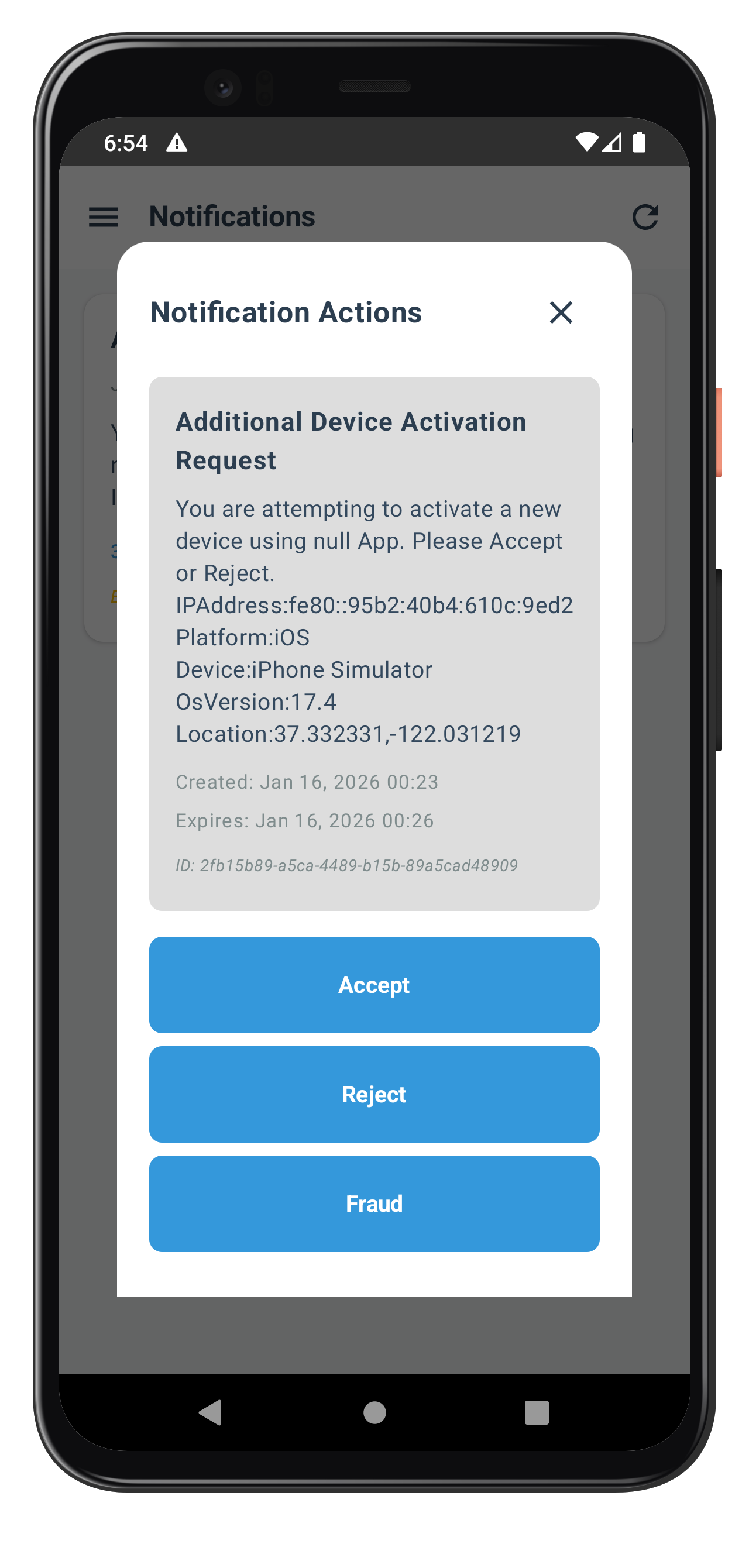 Get Notification Actions Screen