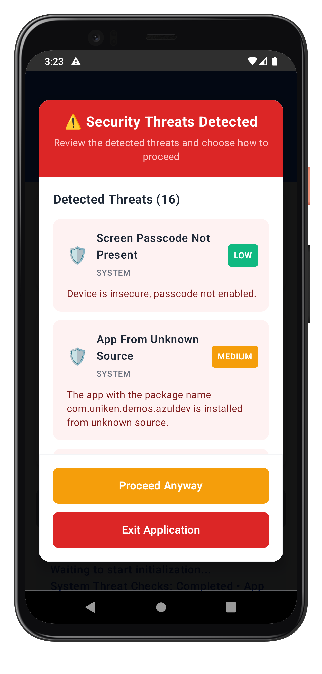 Mobile Threat Detection Screen