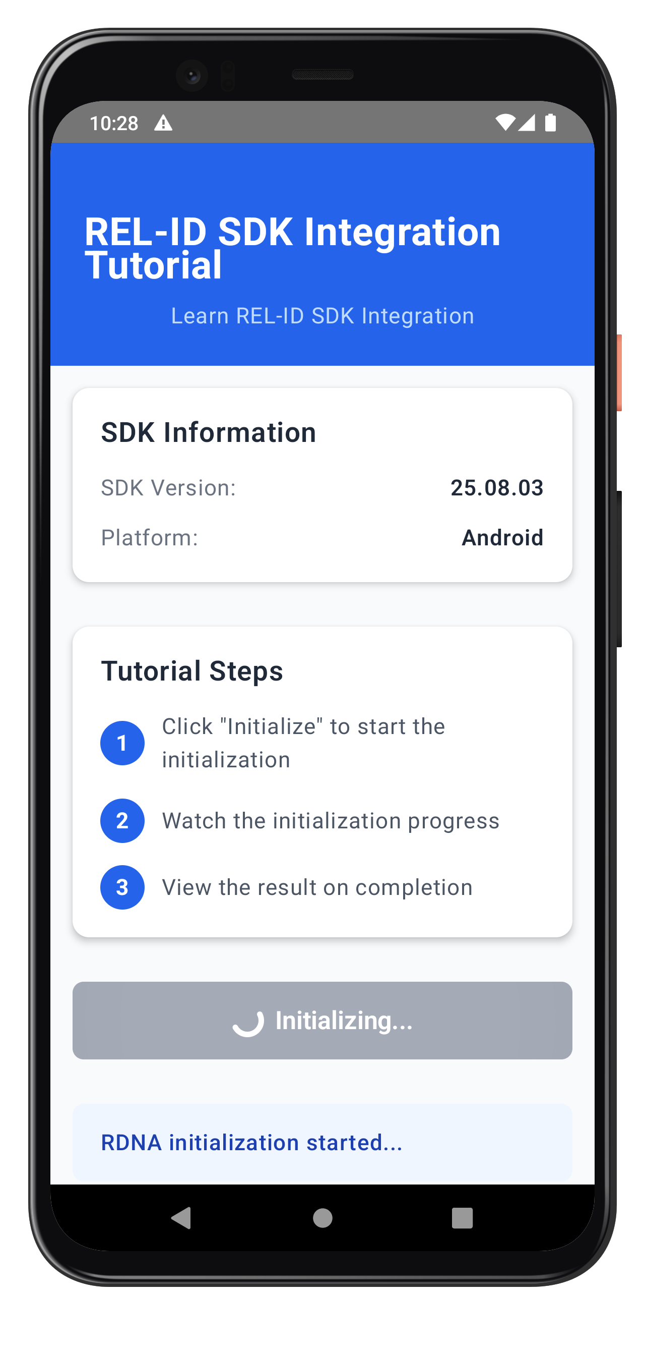 Initialize Progress Screen