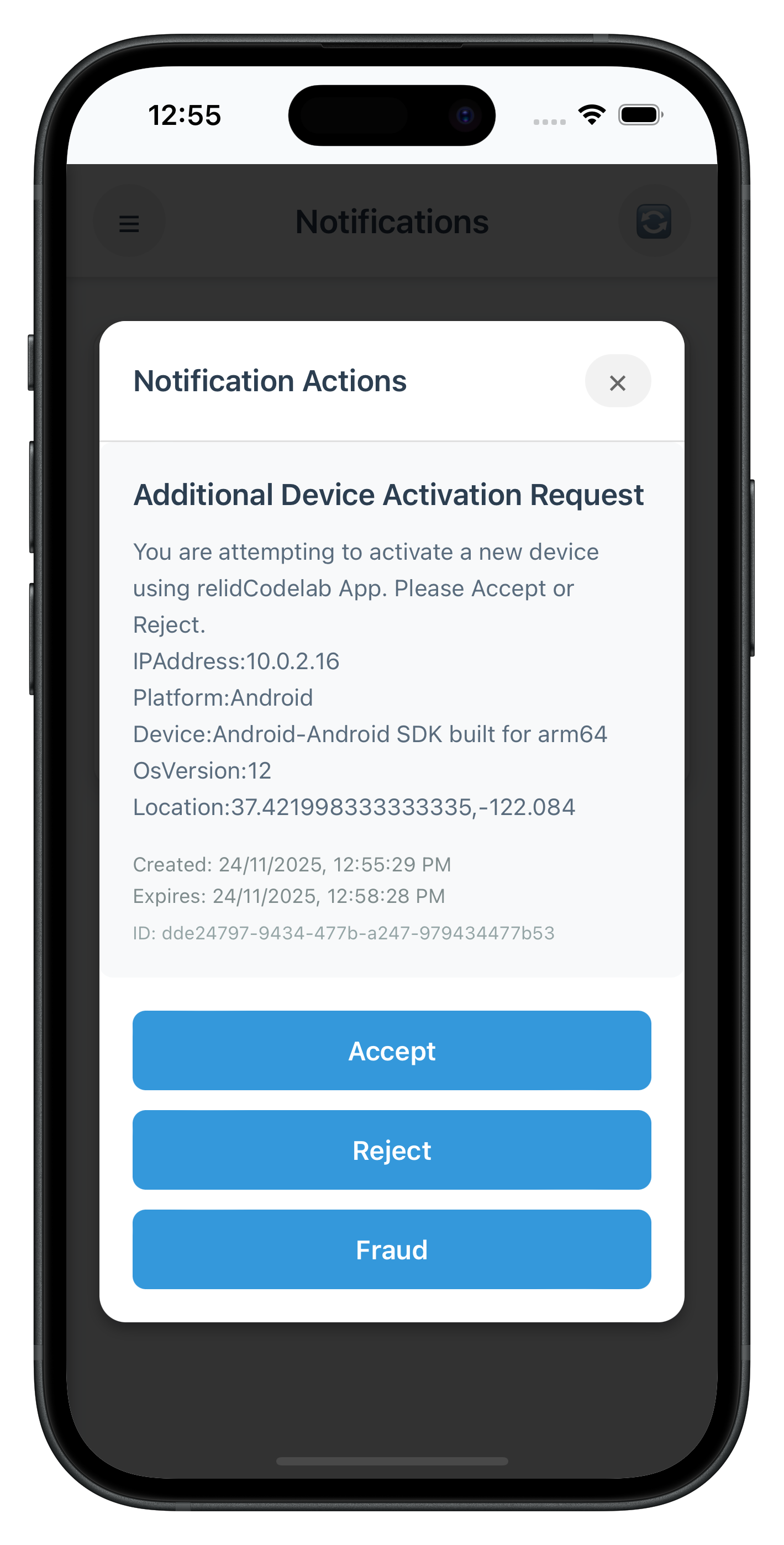 Get Notifiction Actions Screen