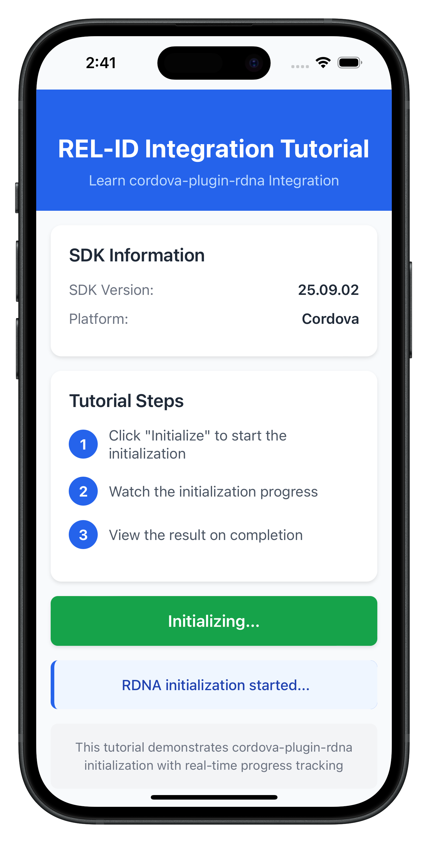Initialize Progress Screen