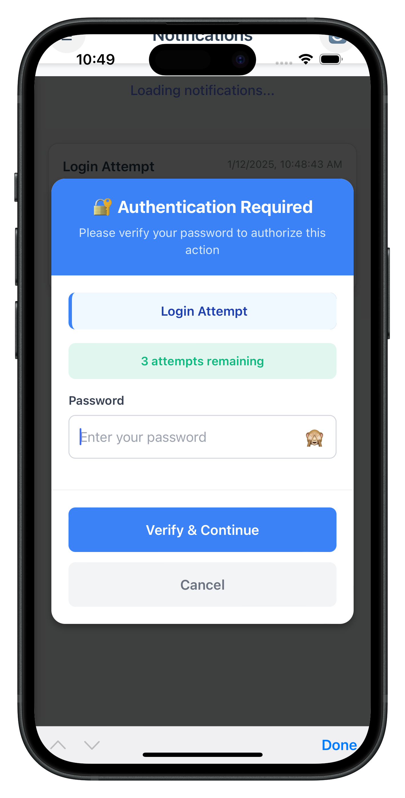 Step-Up Authentication Dialog