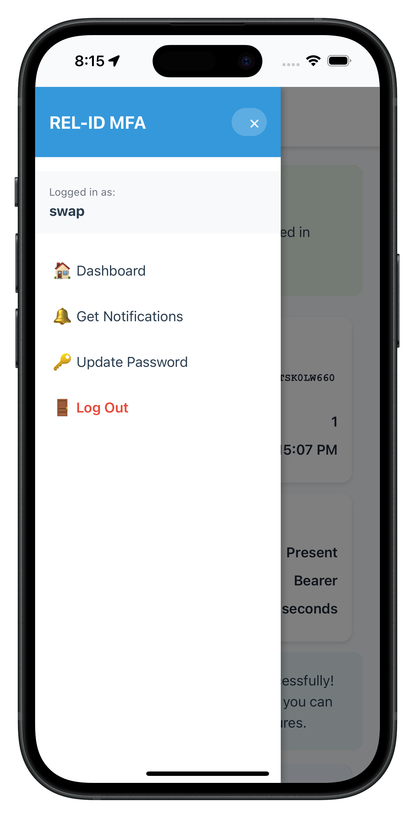 Dashboard Update Password Side Menu