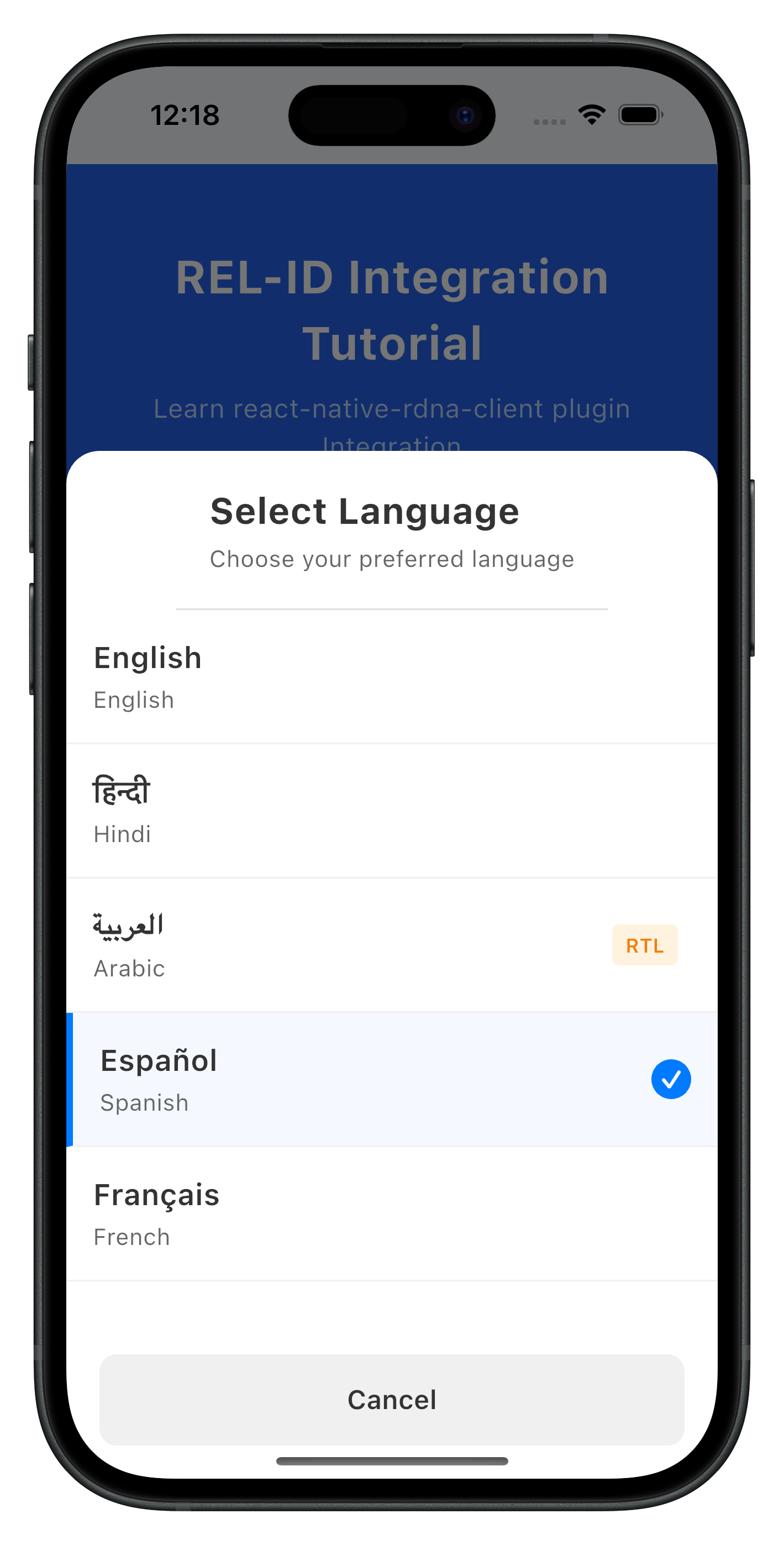 Language Selector Dialog