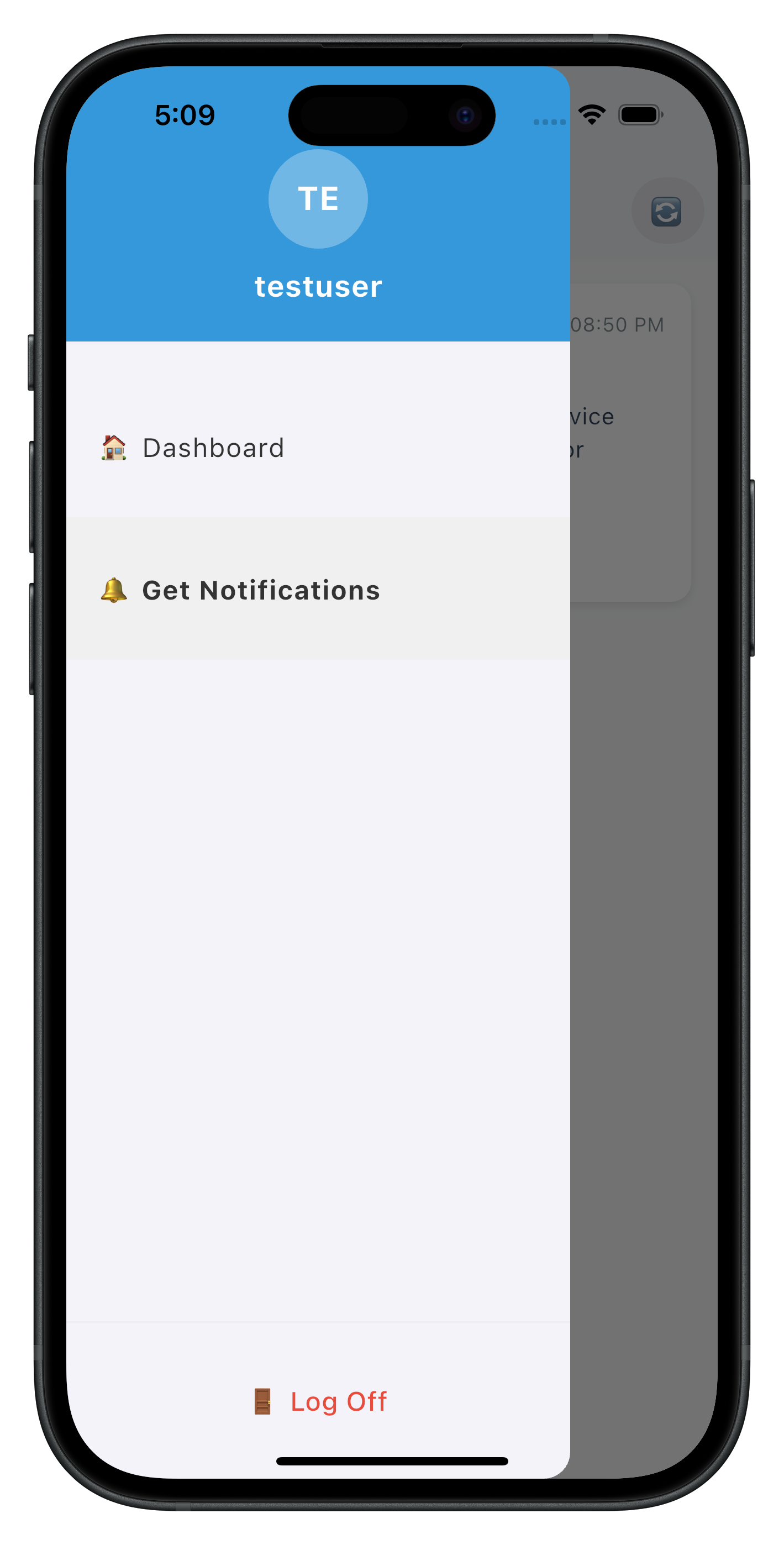 Get Notifications Dashboard Menu