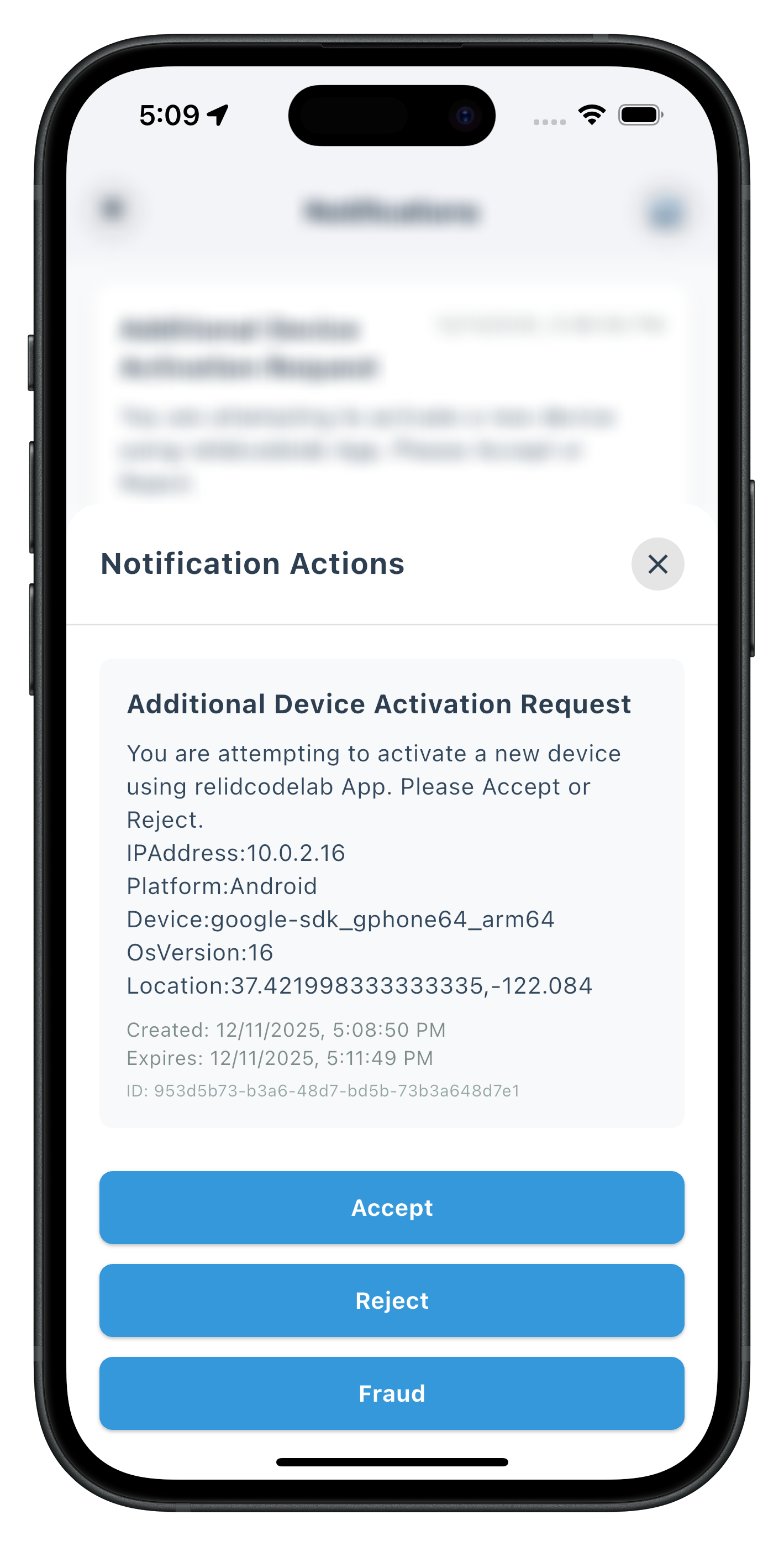 Get Notifiction Actions Screen