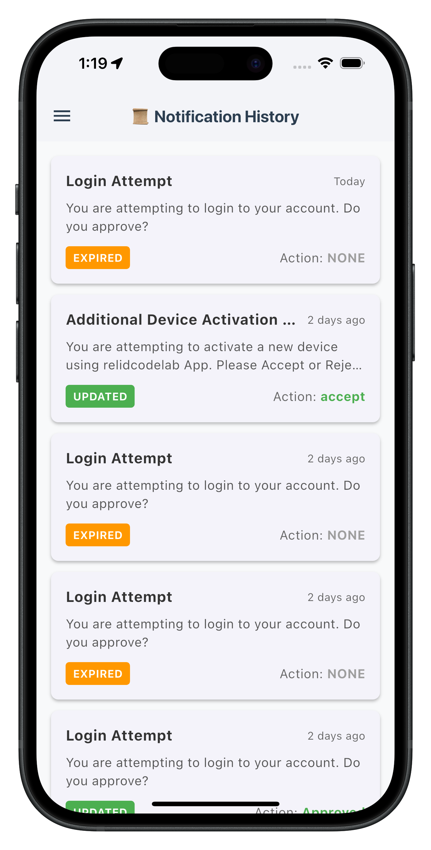 Notification History List