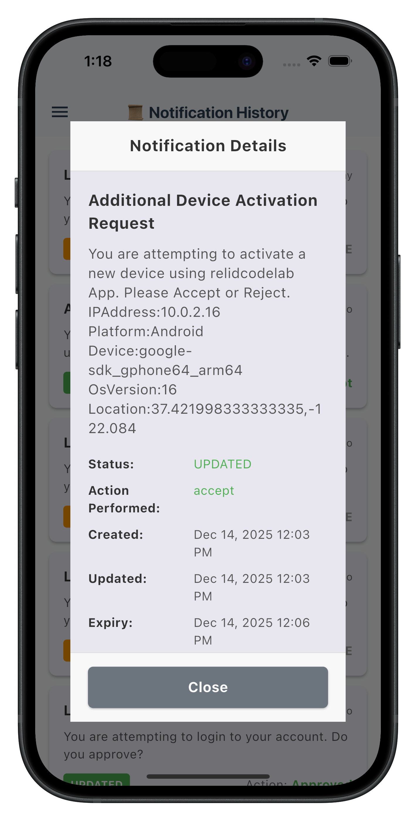 Notification History Details