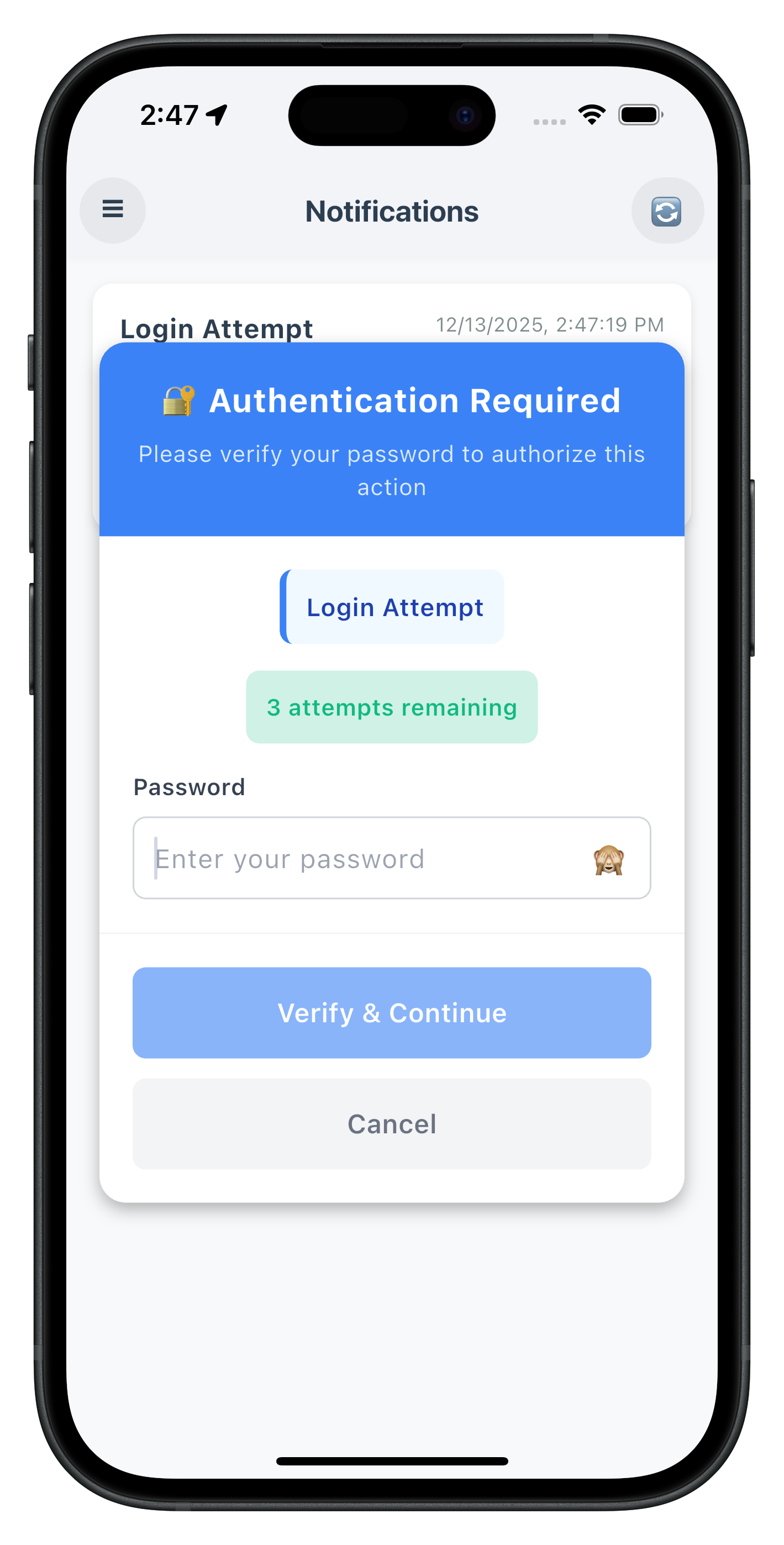 Step-Up Authentication Dialog