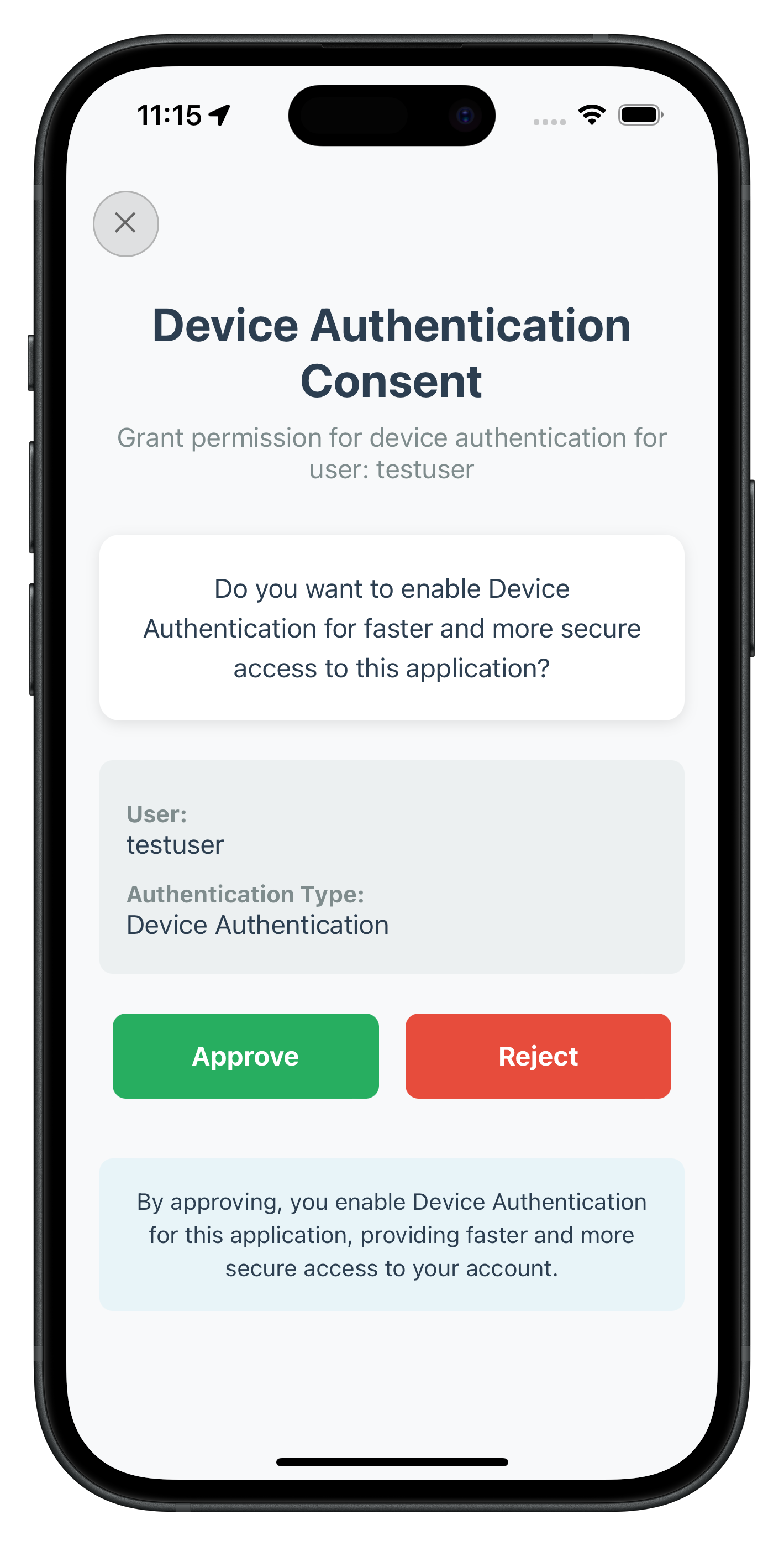User LDA Consent Screen