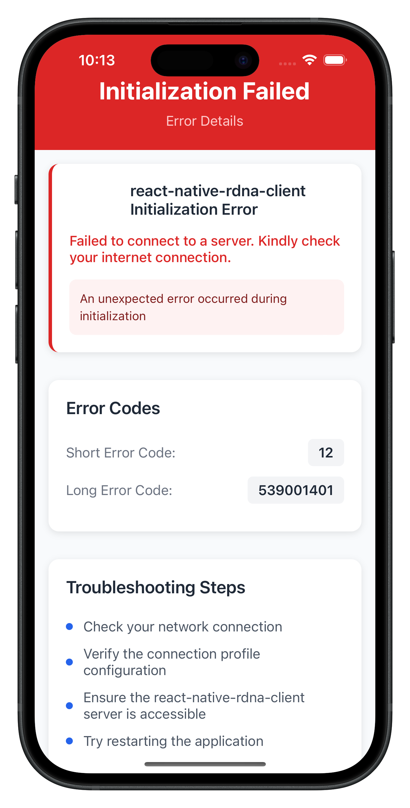 Initialize Error Screen