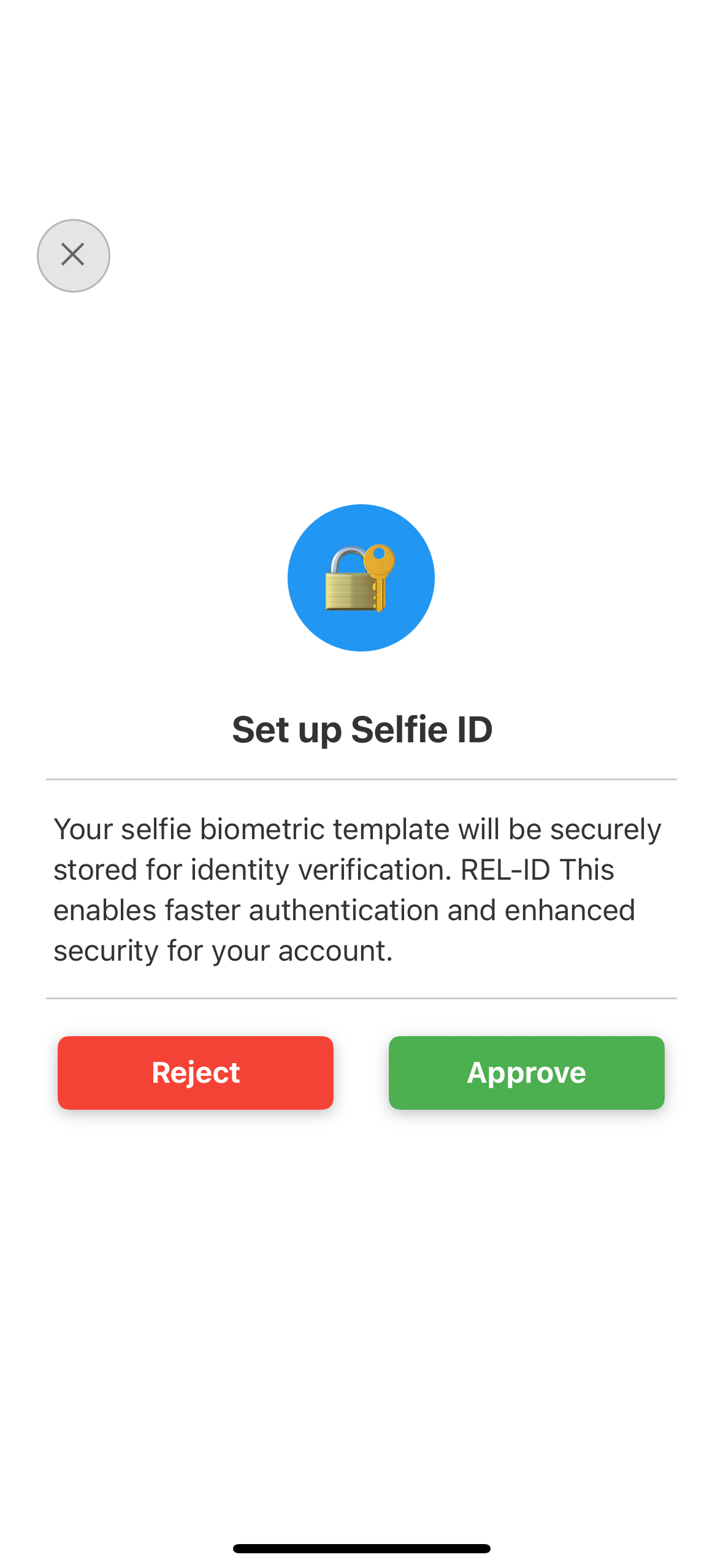 IDV Biometric Opt-in Consent Screen