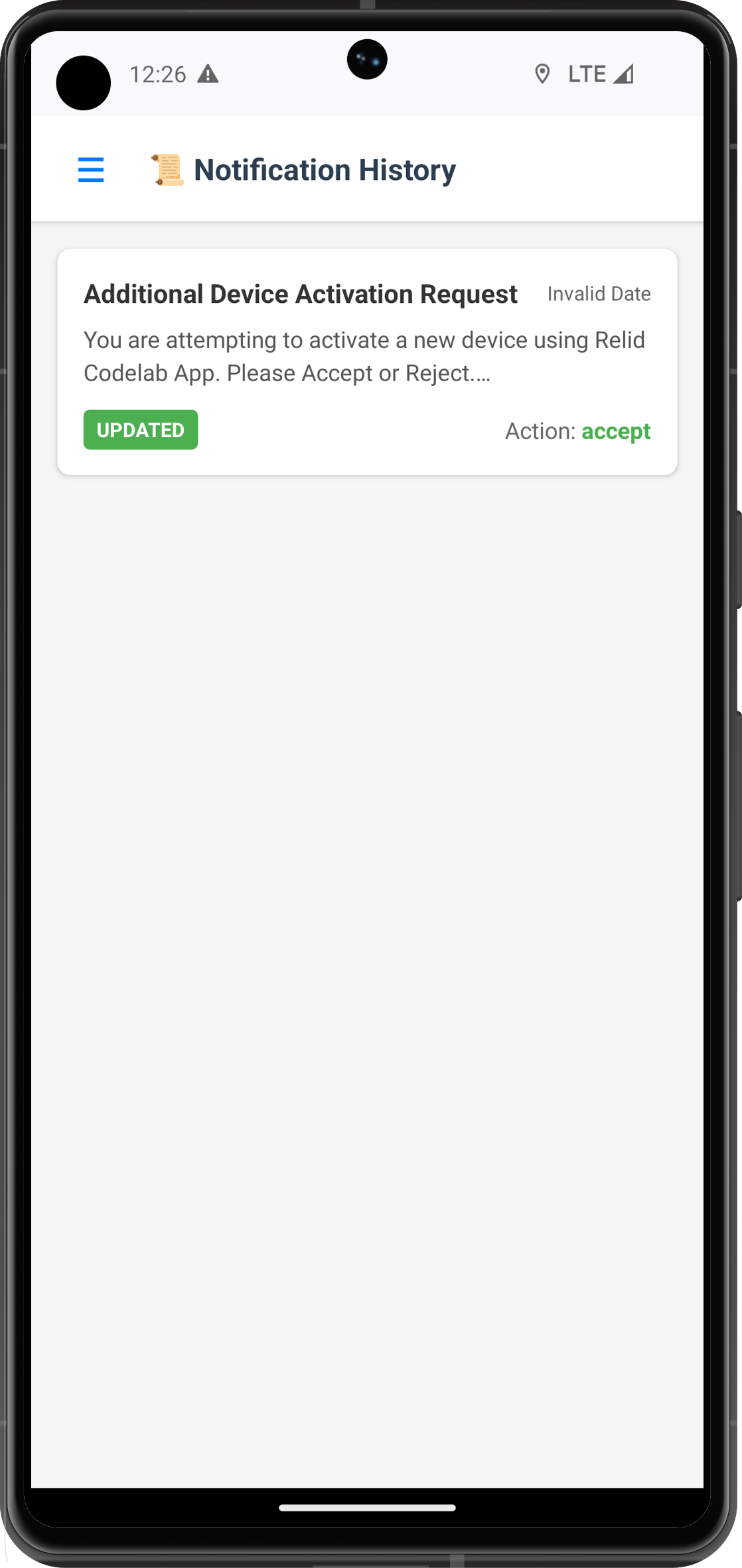 Notification History List